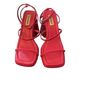Steve Madden 4" Heel Britani Ankle Wrap Rhinestone Sandals Size 9M